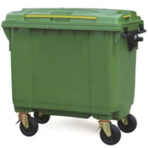1100L Heavy-Duty Wheelie Bin – Green, Grey & Black